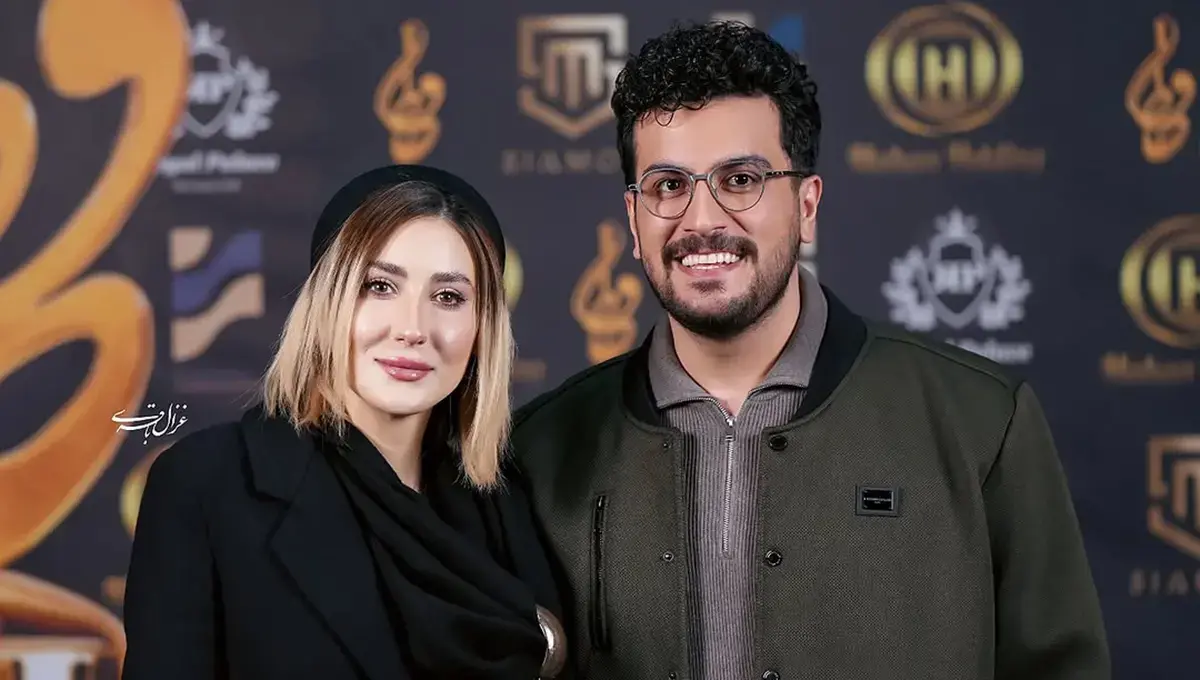 از استندآپ تا فرش قرمز؛ امیرحسین قیاسی با همسرش در قاب جشن حافظ