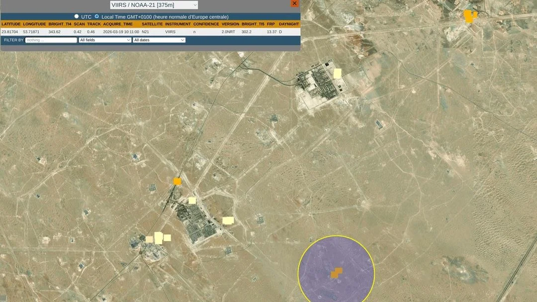پرده برداری تصاویر ماهواره‌ای از توقف تولید انرژی در امارات